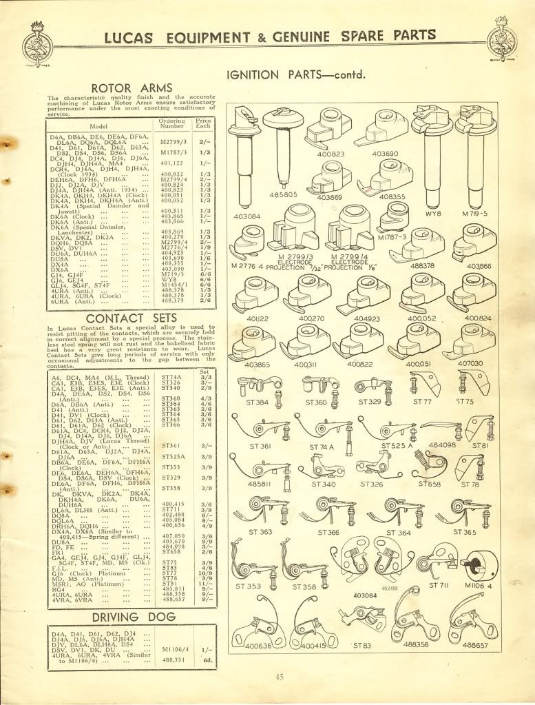 Lucas spares catalogue 1939